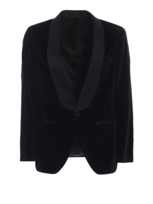 HACKETT: giacche blazer - Blazer in velluto nero con revers in raso