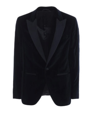 HACKETT: giacche blazer - Blazer in velluto blu con revers in raso