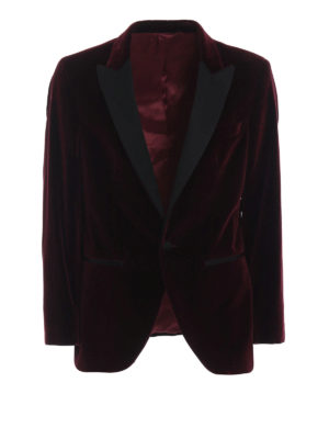 HACKETT: giacche blazer - Blazer in velluto bordeaux con revers in raso