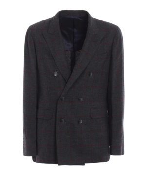HACKETT: giacche blazer - Blazer doppiopetto in lana a quadri