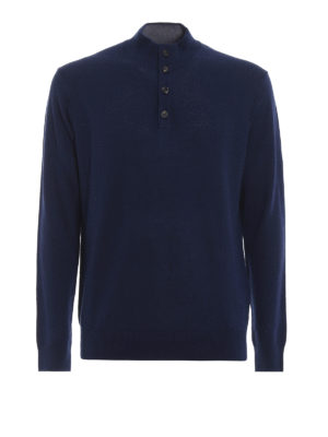HACKETT: maglia a collo alto e polo - Dolcevita in cotone seta e cashmere blu