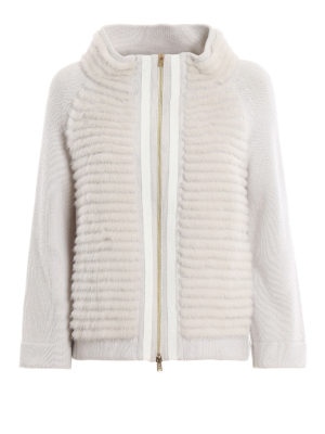 HERNO: cardigans - Real fur front wool and cashmere cardigan