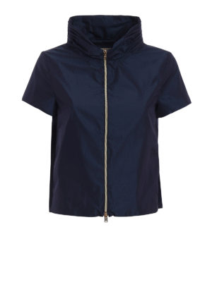 Herno: casual jackets - Short sleeves blue nylon jacket