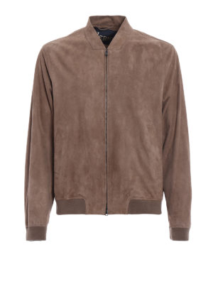 Herno: leather jacket - Soft nubuck leather bomber jacket