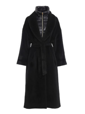 HERNO: long coats - Removable double front black alpaca coat