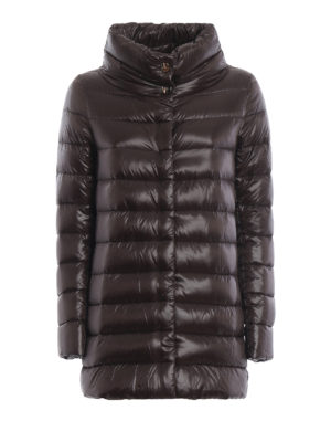 HERNO: cappotti imbottiti - Piumino Amelia ultraleggero color cioccolato