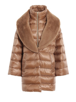 HERNO: padded coats - Faux fur collar padded coat