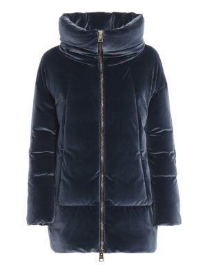 HERNO: cappotti imbottiti - Piumino con collo a cratere in velluto blu