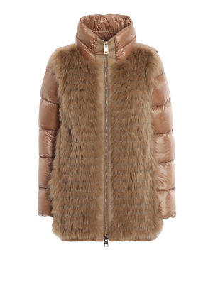 HERNO: padded coats - Fur panelled padded coat