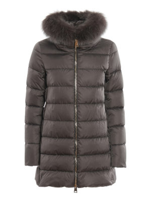 HERNO: cappotti imbottiti - Piumino con bordo in pelliccia removibile