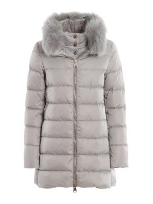 HERNO: cappotti imbottiti - Piumino lungo con pelliccia e zip