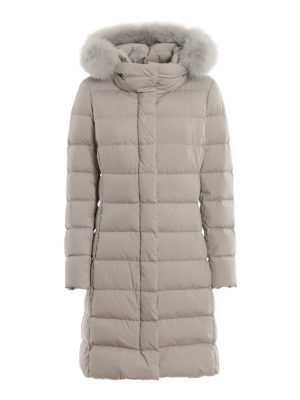 HERNO: padded coats - Fur trim water repellent long padded coat