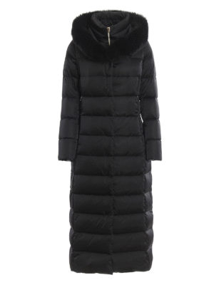 HERNO: padded coats - Fur trim water repellent long padded coat