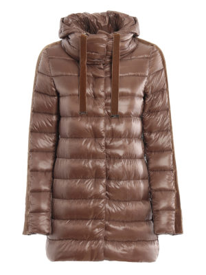 HERNO: padded coats - Hooded down coat with velvet inserts