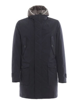 HERNO: padded coats - Matte blue water repellent padded coat