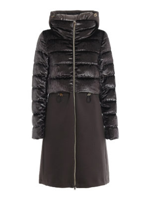 HERNO: padded coats - Shimmering velvet and wool canvas padded coat