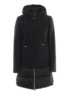 HERNO: padded coats - Water repellent black flared padded coat