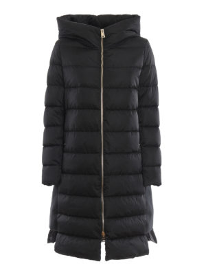 HERNO: padded coats - Water repellent black hooded padded coat