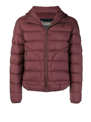 HERNO: giacche imbottite - Piumino con cappuccio in nylon opaco bordeaux