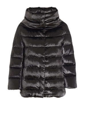 HERNO: padded jackets - Shimmering velvet padded jacket