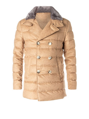 HERNO: giacche imbottite - Piumino in seta misto cashmere con pelliccia