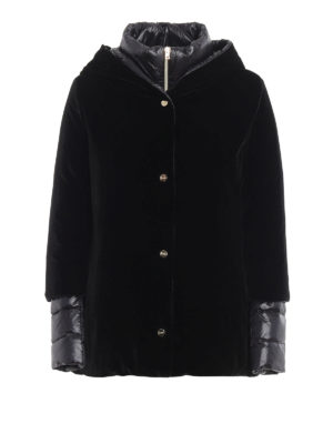 HERNO: padded jackets - Velvet cape with detachable puffer jacket