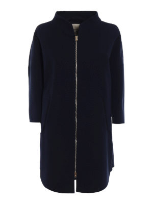 Herno: short coats - Kimono style blue cotton overcoat