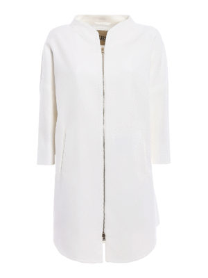 Herno: short coats - Kimono style white cotton overcoat
