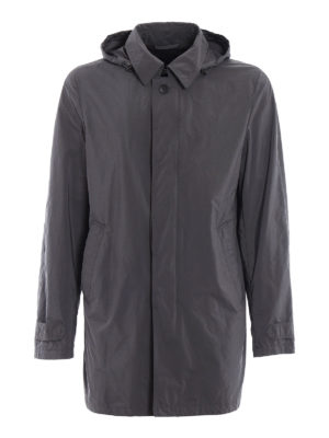 Herno: short coats - Lightweight nylon grey overcoat
