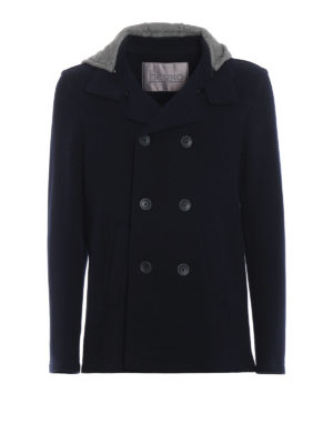 HERNO: cappotti corti - Caban in panno con cappuccio staccabile