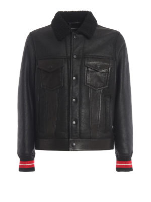 HILFIGER COLLECTION: Fur & Shearling Coats - Short shearling jacket