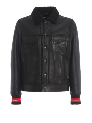 HILFIGER COLLECTION: leather jacket - Short shearling jacket