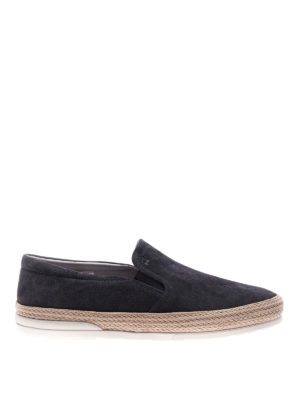 Hogan: espadrilles - Blue suede espadrilles slip-ons