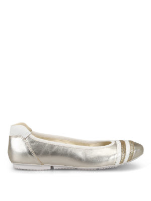 HOGAN: ballerine - Ballerine Wrap-H144 in pelle oro pallido