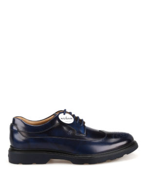 HOGAN: scarpe stringate - Derby H304 in pelle blu sfumata