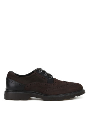 HOGAN: scarpe stringate - Stringate Derby H393 in suede e neoprene
