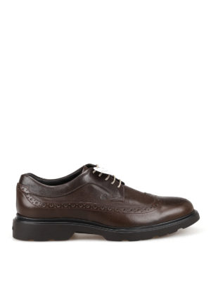 HOGAN: scarpe stringate - Derby brogue Route H393 in pelle