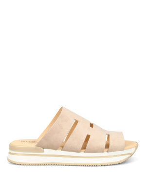 HOGAN: sandali - Sandali H257 in camoscio beige