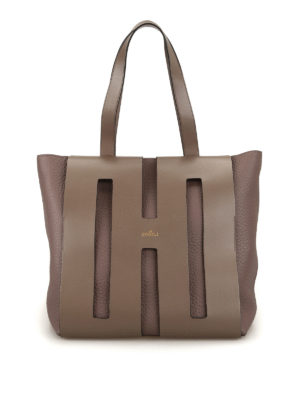 HOGAN: shopper - Shopper Bi-Bag in pelle a grana