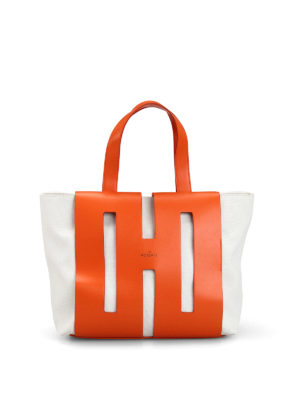 HOGAN: shopper - Shopper Bi-Bag M in canvas e pelle