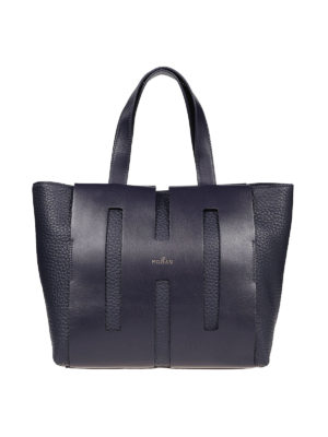HOGAN: shopper - Shopper Bi-Bag M in pelle blu