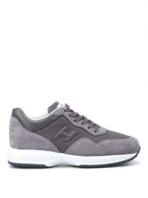Hogan: trainers - Grey fabric and suede Interactive