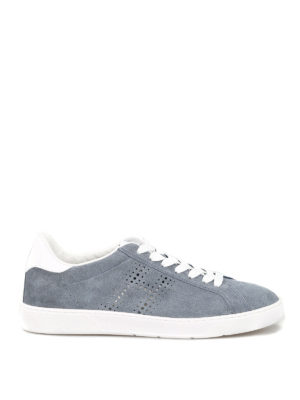 HOGAN: sneakers - Sneaker in pelle scamosciata grigia