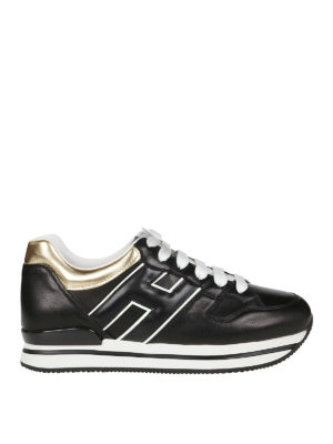 HOGAN: sneakers - Sneaker H222 nere e oro in pelle