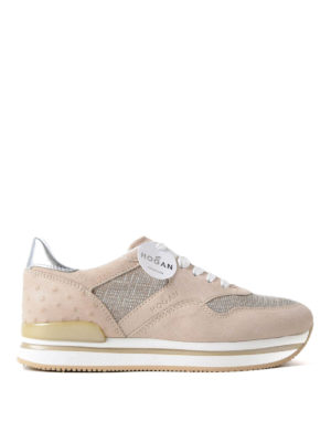 Hogan: trainers - H222 pink suede and lurex sneakers