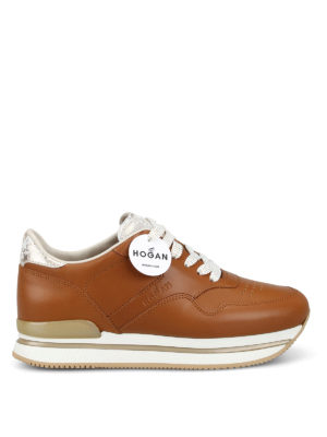 HOGAN: sneakers - Sneaker H222 in pelle color cuoio