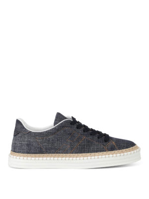HOGAN: sneakers - Sneaker H260 con denim e juta