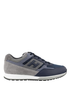 HOGAN: sneakers - Sneaker H321 blu in pelle e retina