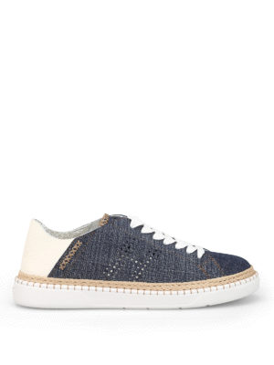 HOGAN: sneakers - Sneaker H327 effetto denim in pelle