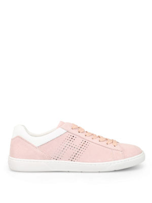 HOGAN: sneakers - Sneaker H327 in suede rosa con H forata
